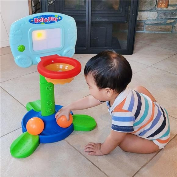 Basketball Hoop for Kids, 2 in 1 Adjustable Sports Toy Set with Light and Music - Picture 7 of 7